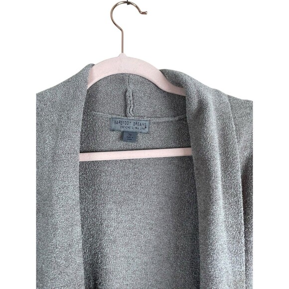 Barefoot Dreams CozyChic Ultra Lite Sleeveless Shawl Vest 3X Stone Tie Waist - Picture 6 of 13